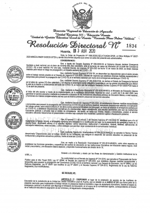 RESOLUCIÓN DIRECTORAL Nº 1834