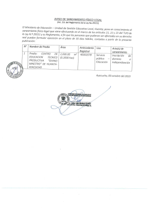 AVISO DE SANEAMIENTO FISICO LEGAL