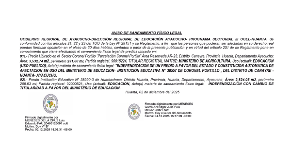 AVISO DE SANEAMIENTO FÍSICO LEGAL