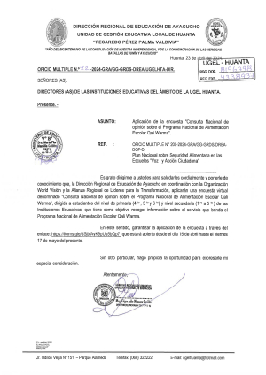 OFICIO MÚLTIPLE Nº 072 – 2024 – GRA/GG-GRDS-DREA-UGEHTA-DIR