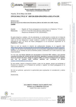 OFICIO MULTIPLE N° 000129-2026-GRA/DREA-UGELHTA-DIR