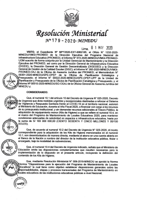 Resolución Ministerial N° 179-2020-MINEDU