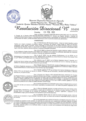 Resolución Directoral Nº  00496 - 2023