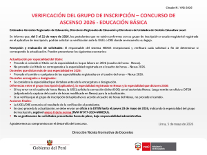 VERIFICACIÓN DEL GRUPO DE INSCRIPCIÓN – CONCURSO DE ASCENSO 2026 - EDUCACIÓN BÁSICA