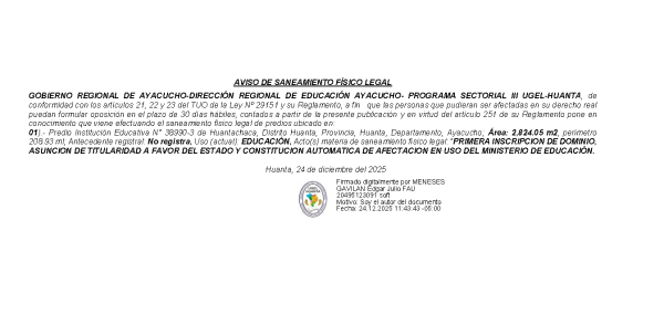 AVISO DE SANEAMIENTO FÍSICO LEGAL