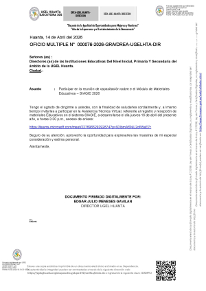 Participar en la reunión de capacitación sobre e el Módulo de Materiales Educativos – SIAGIE 2026