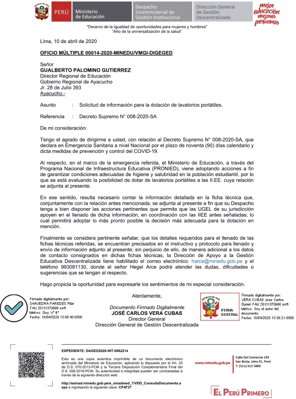 OFICIO MÚLTIPLE 00014-2020-MINEDU/VMGI-DIGEGED