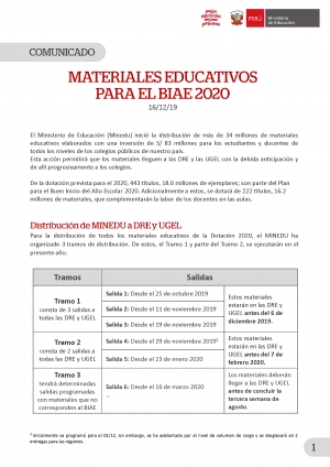 MATERIALES EDUCATIVOS PARA EL BIAE 2020